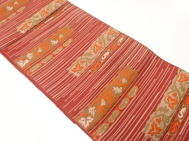 JAPANESE NAGOYA OBI / WOVEN GRAPE ARABESQUE